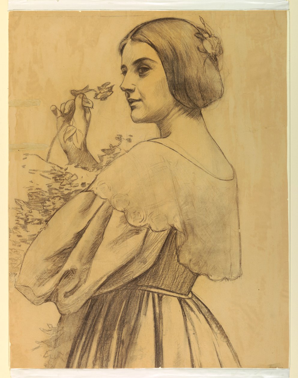 Vrouw met Bloemen door Francis Augustus Lathrop