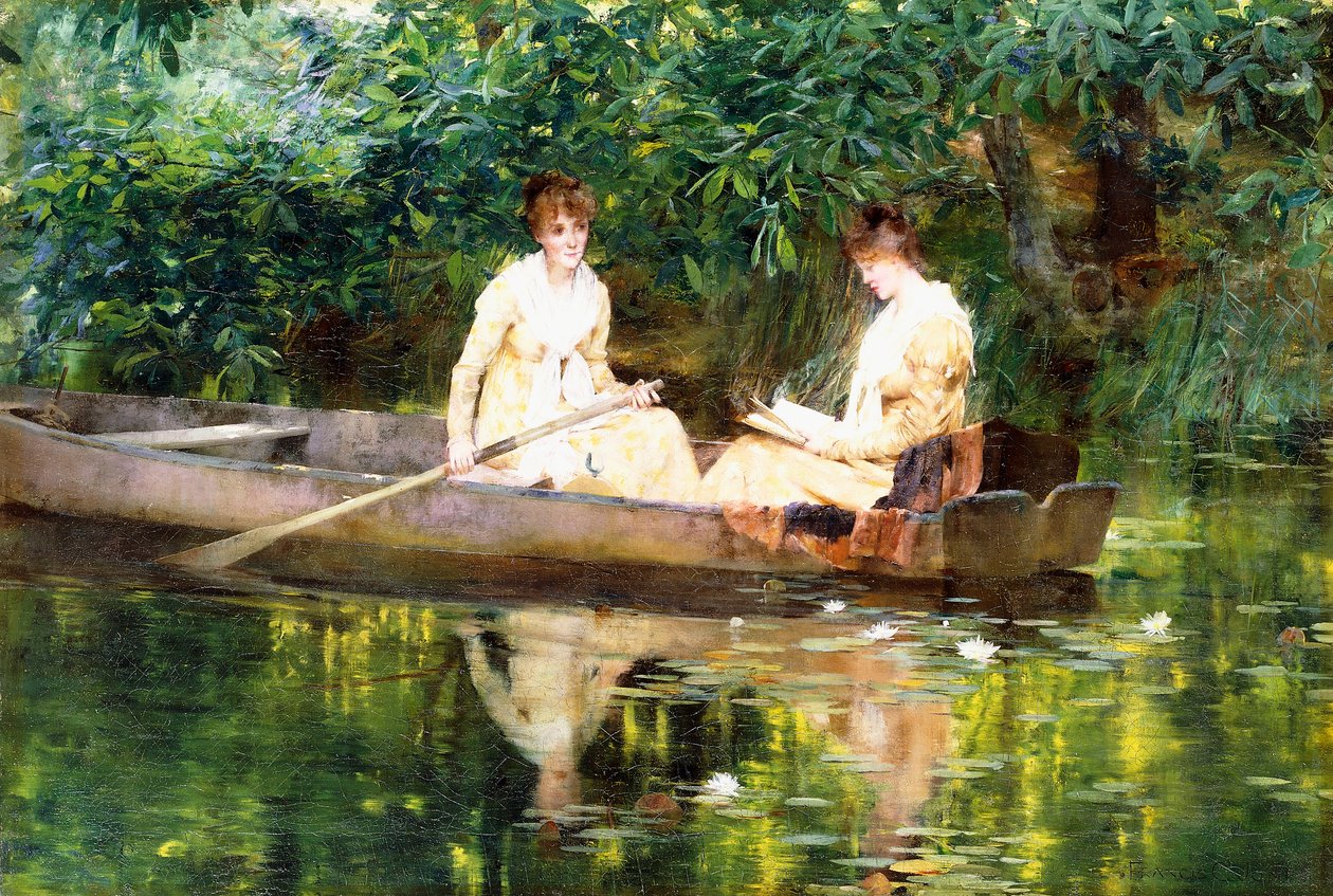 Vrouwen in een Roeiboot door Francis Coates Jones