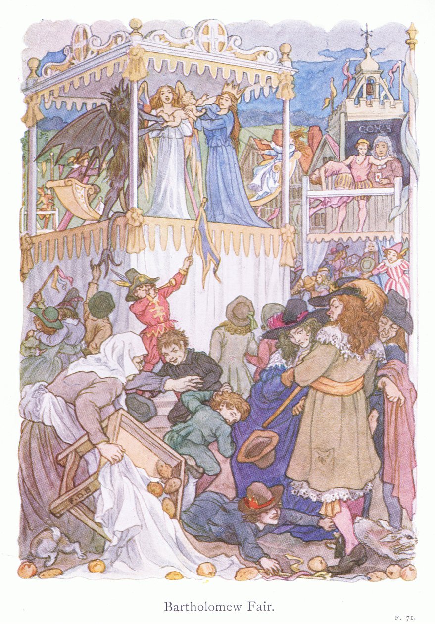 Bartholomew Fair (kleurenlitho) door Francis Donkin Bedford
