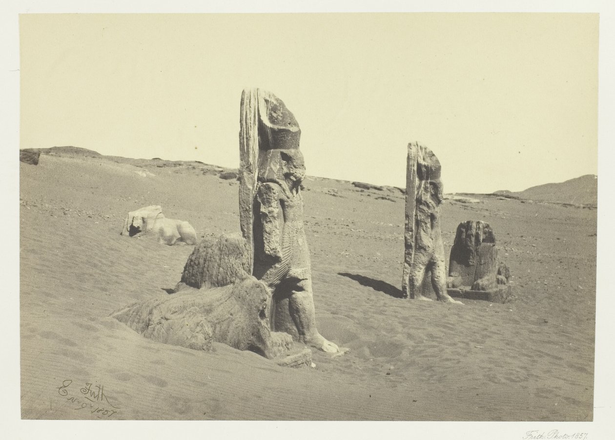Kolossen en sfynxen in Wady Saboua, Nubië door Francis Frith