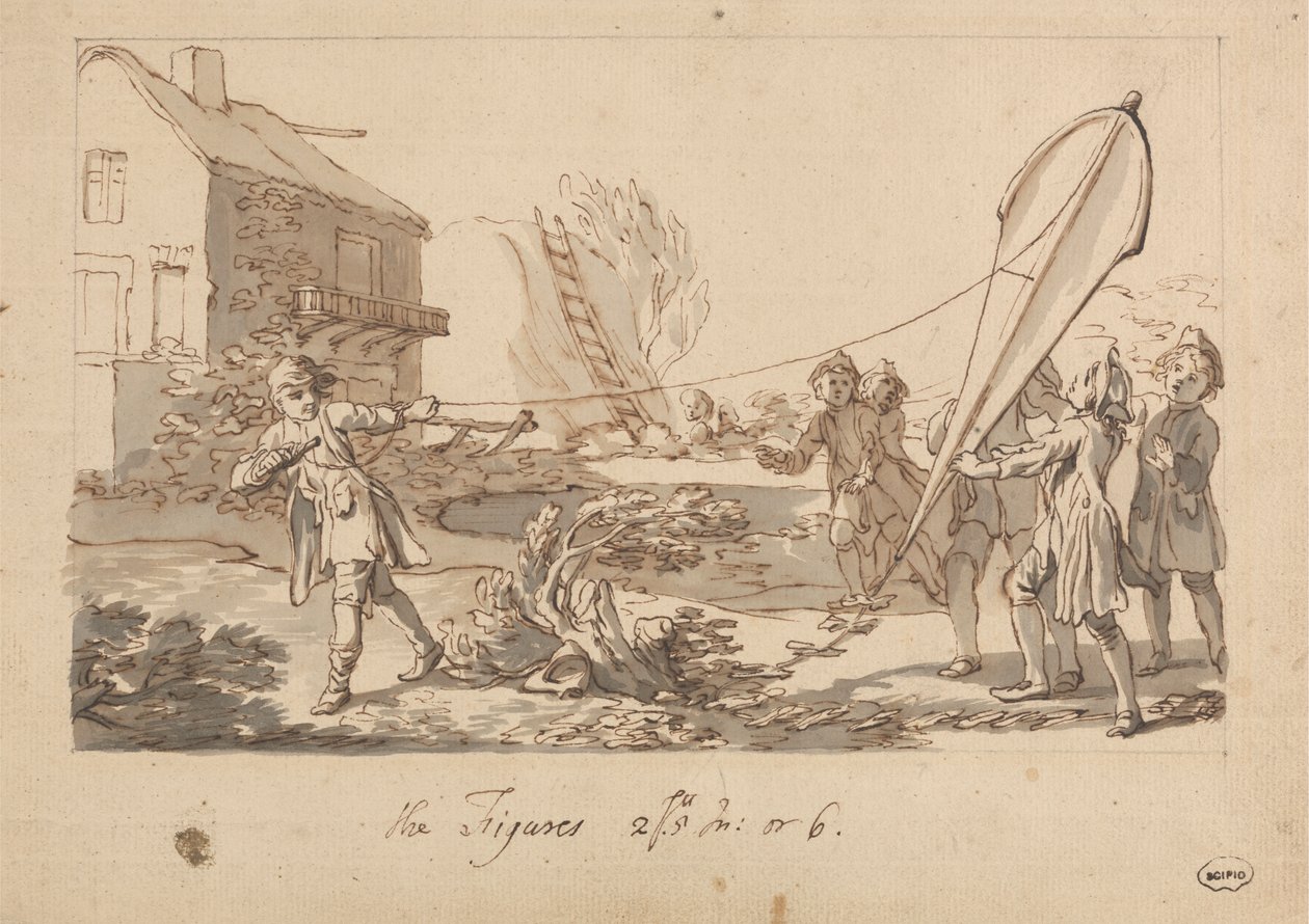 De vlieger oplaten door Francis Hayman