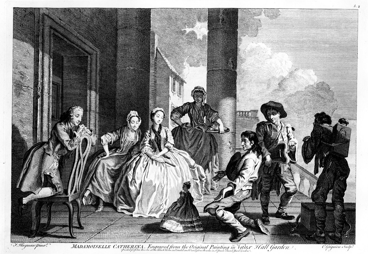 Madamoiselle Catherina, gegraveerd door Charles Grignion (1743) door Francis Hayman