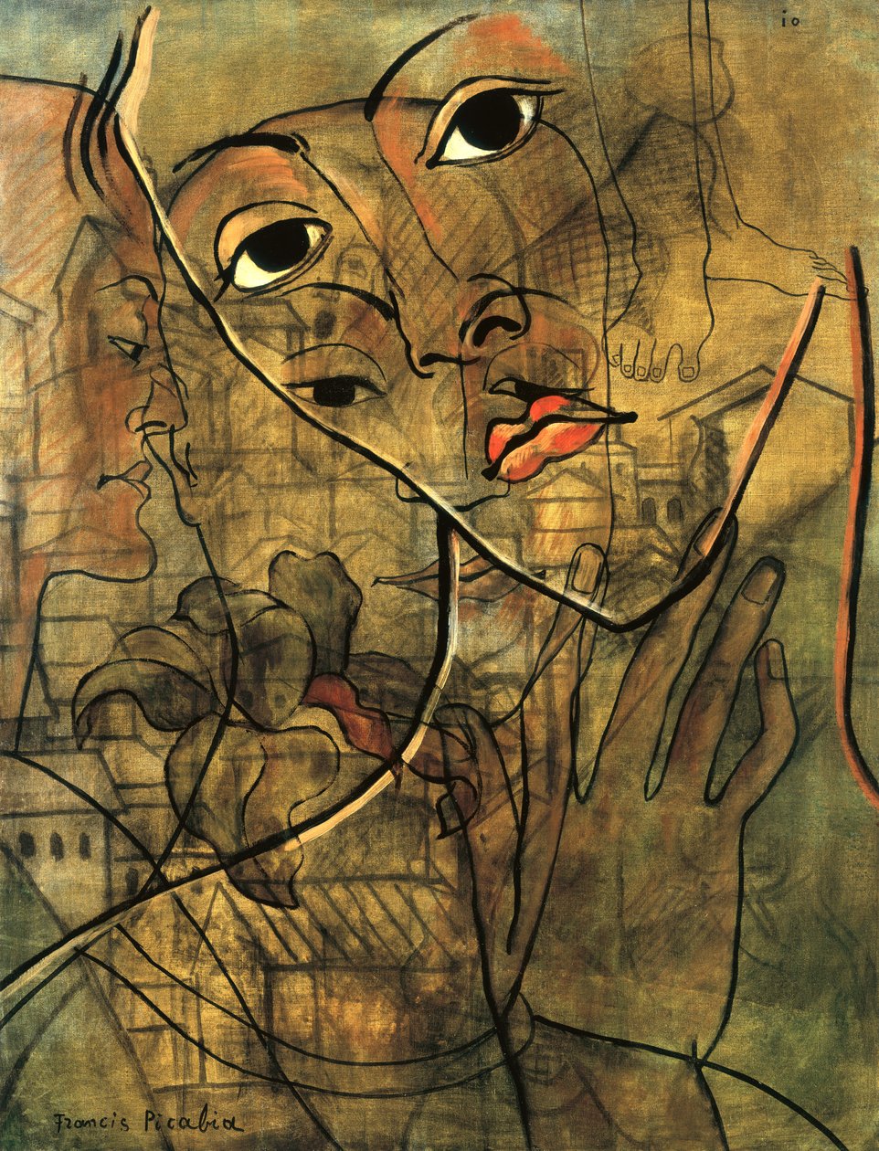 Gezichten (olieverf op doek) door Francis Picabia