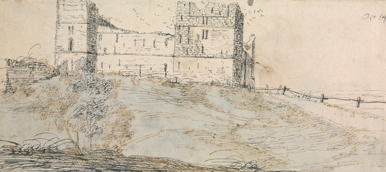 Oostzijde van Sheriff Hutton Castle door Francis Place