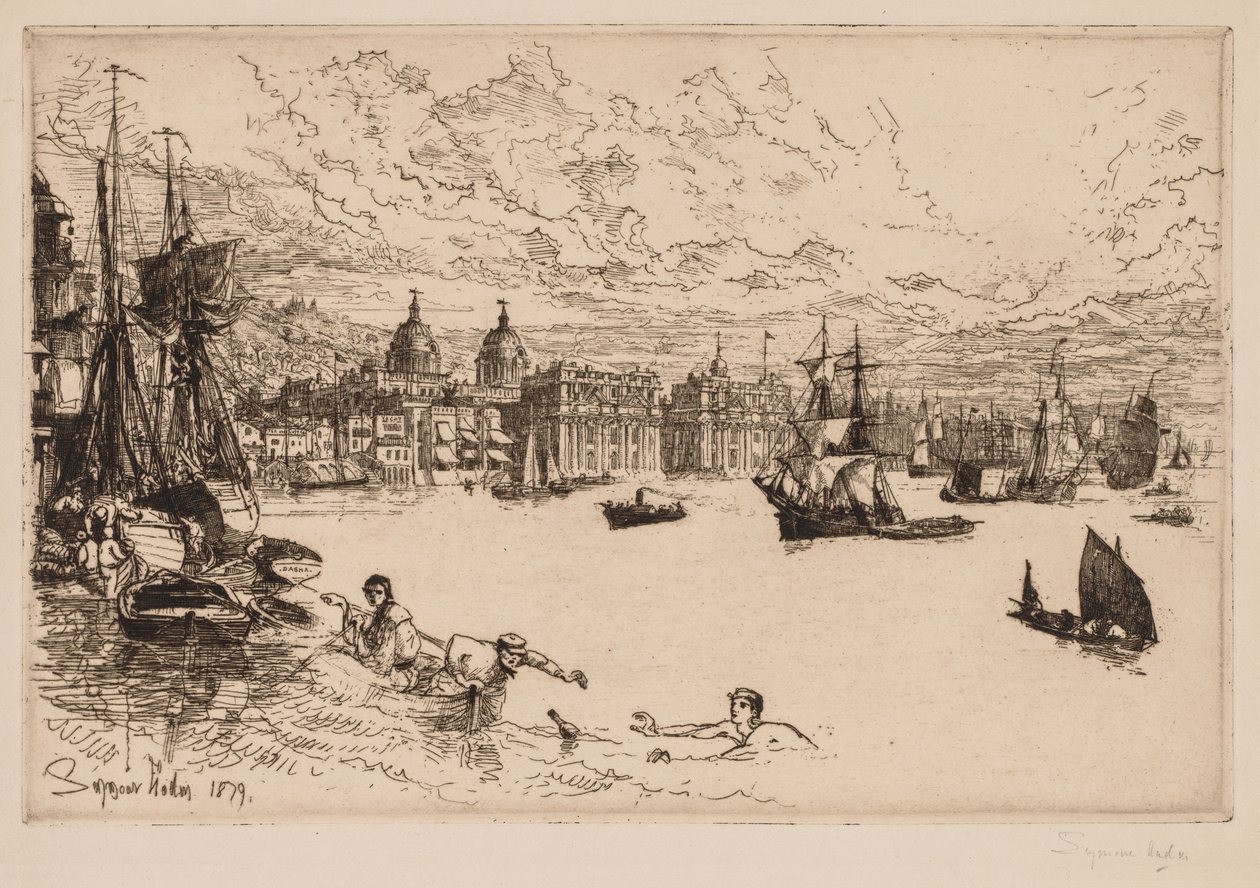 Greenwich, 1879 door Francis Seymour Haden