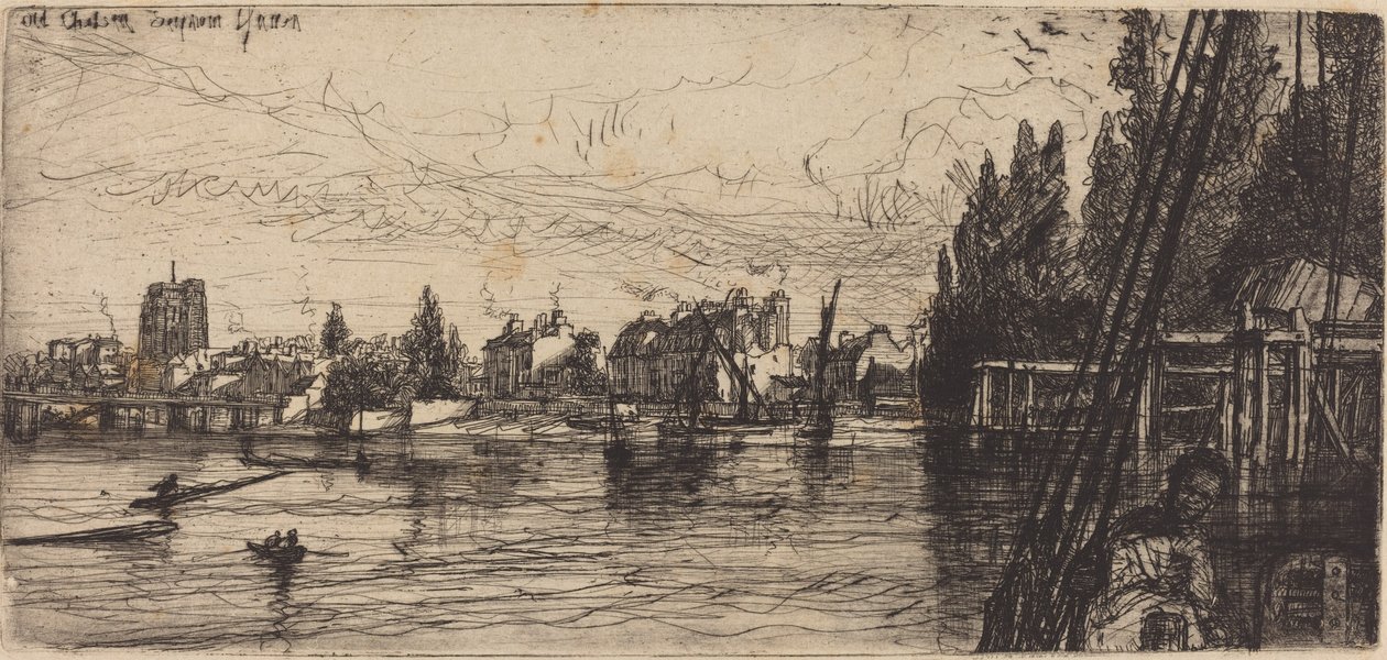 Oud Chelsea (Oude Chelsea Kerk) door Francis Seymour Haden
