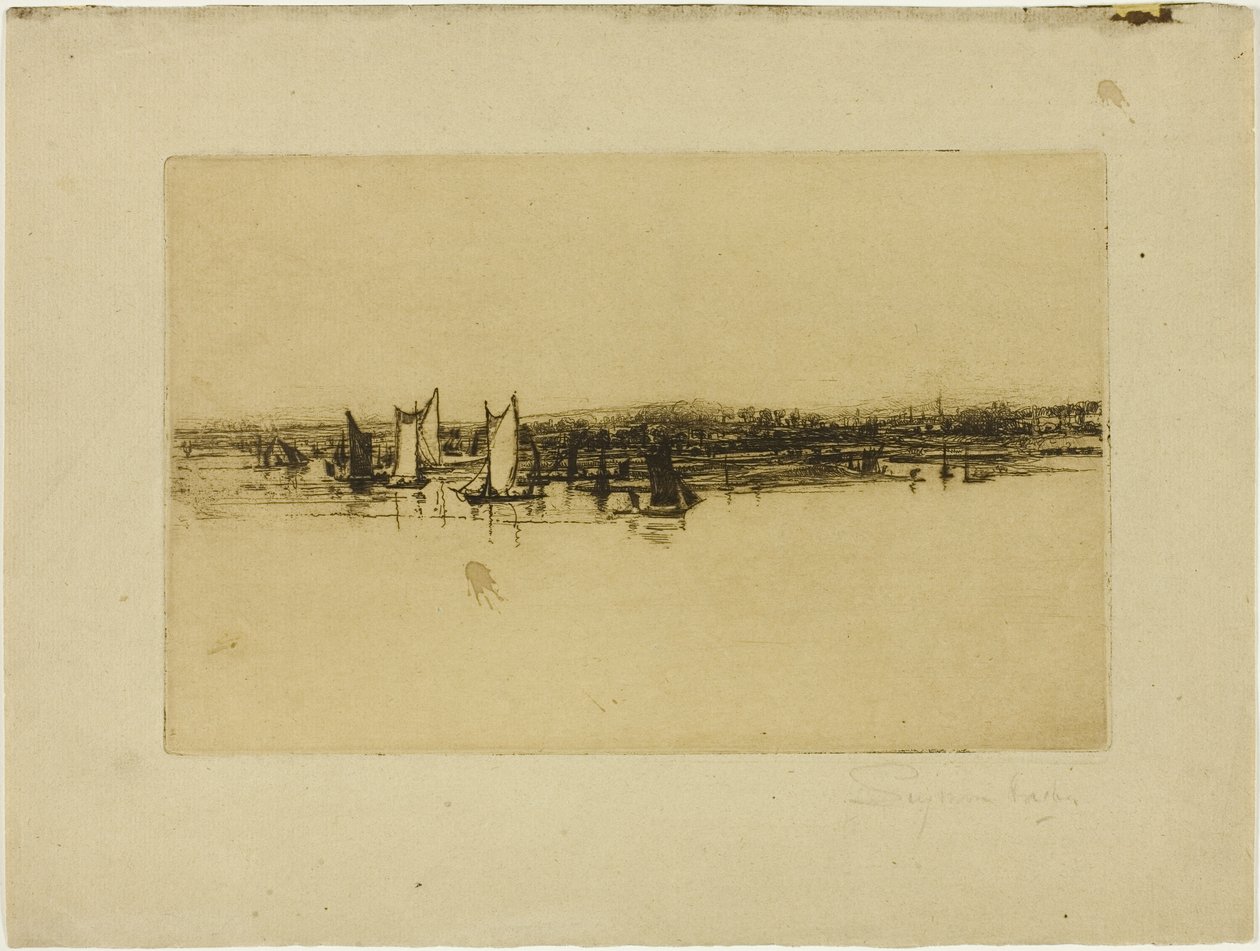 Tegenover de herberg, Purfleet door Francis Seymour Haden