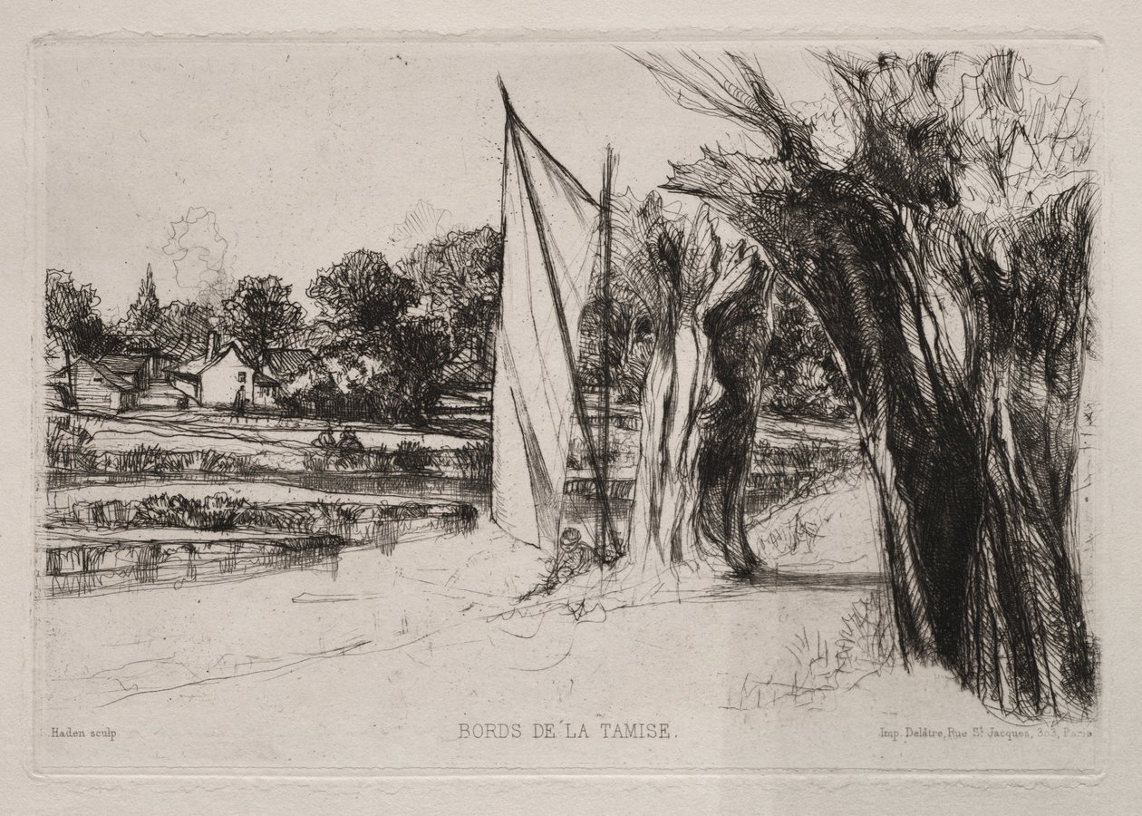 Thames Ditton - Met een Zeil door Francis Seymour Haden