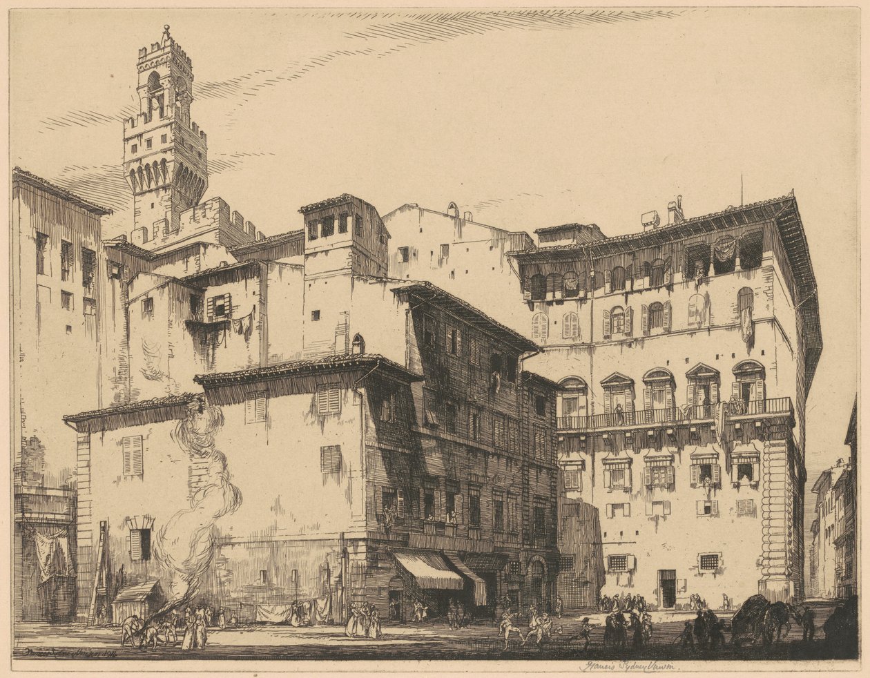Het stadhuis, Florence door Francis Sydney Unwin