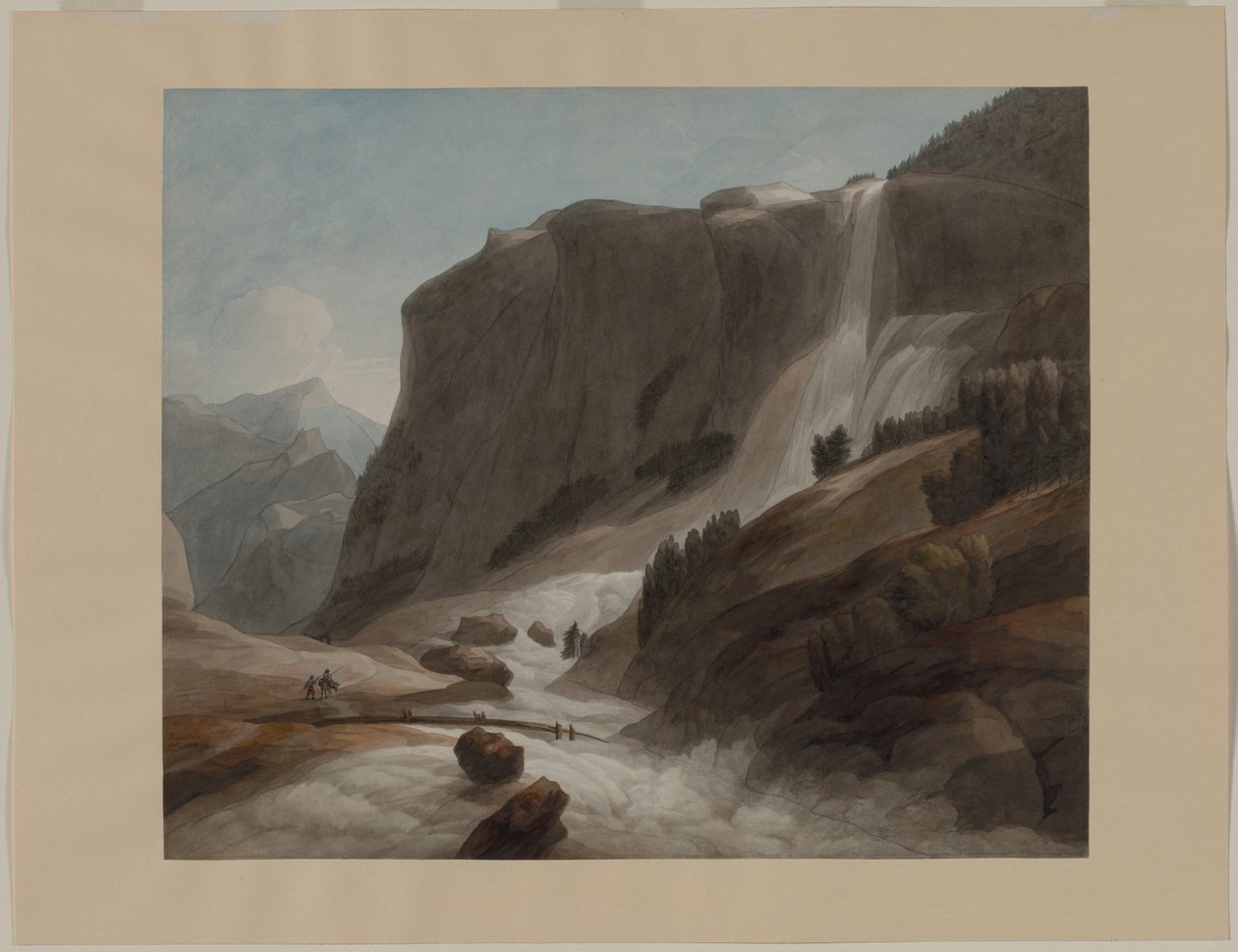 Waterval tussen Chiavenna en de Splügenberg, 1784 door Francis Towne