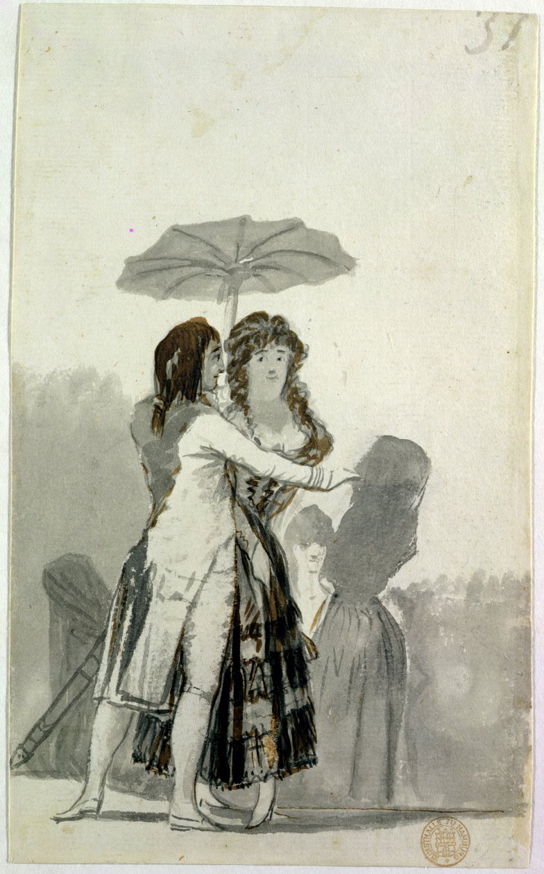 Koppel met een Parasol door Francisco de Goya