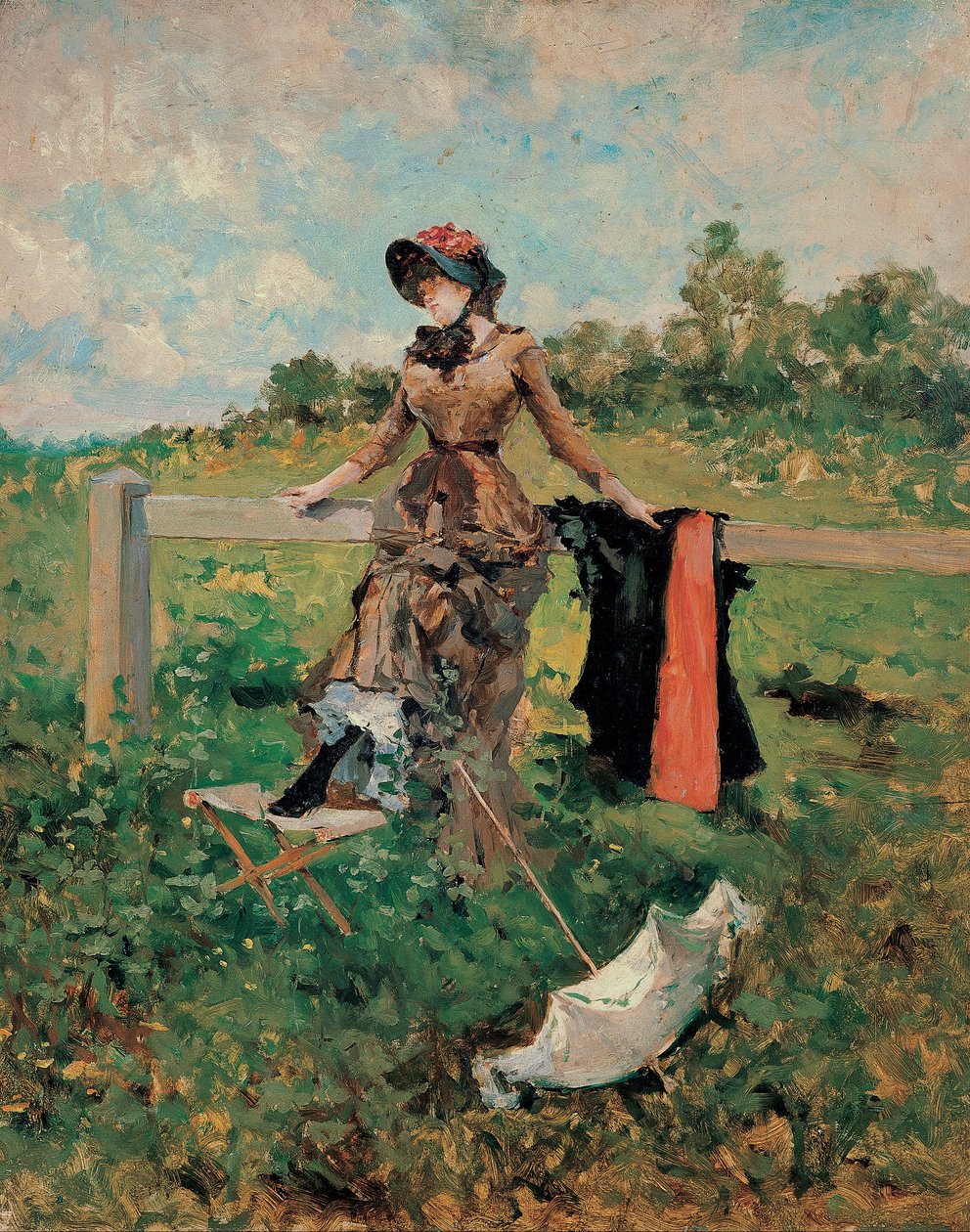 Dame met een Parasol door Francesc Miralles