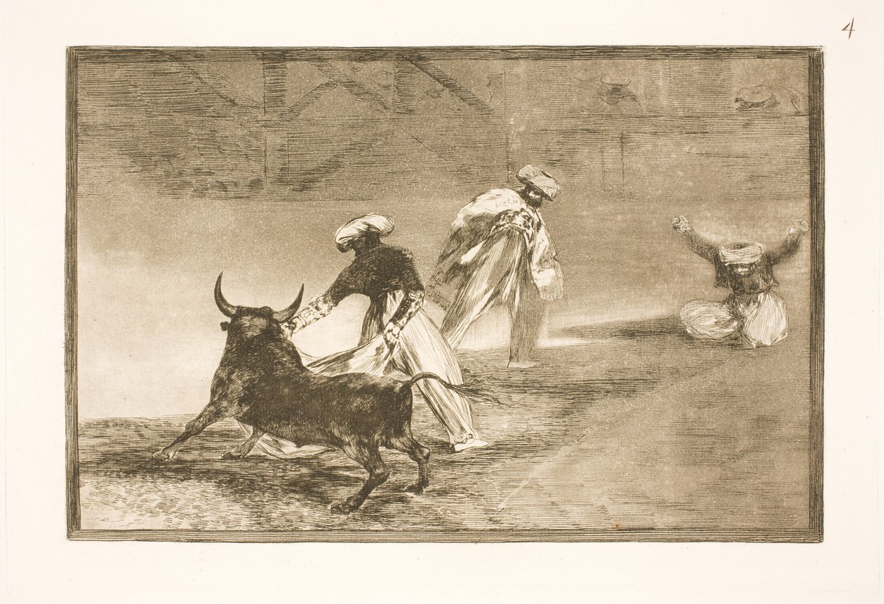 Ze plagen een ander in de omheining door Francisco de Goya