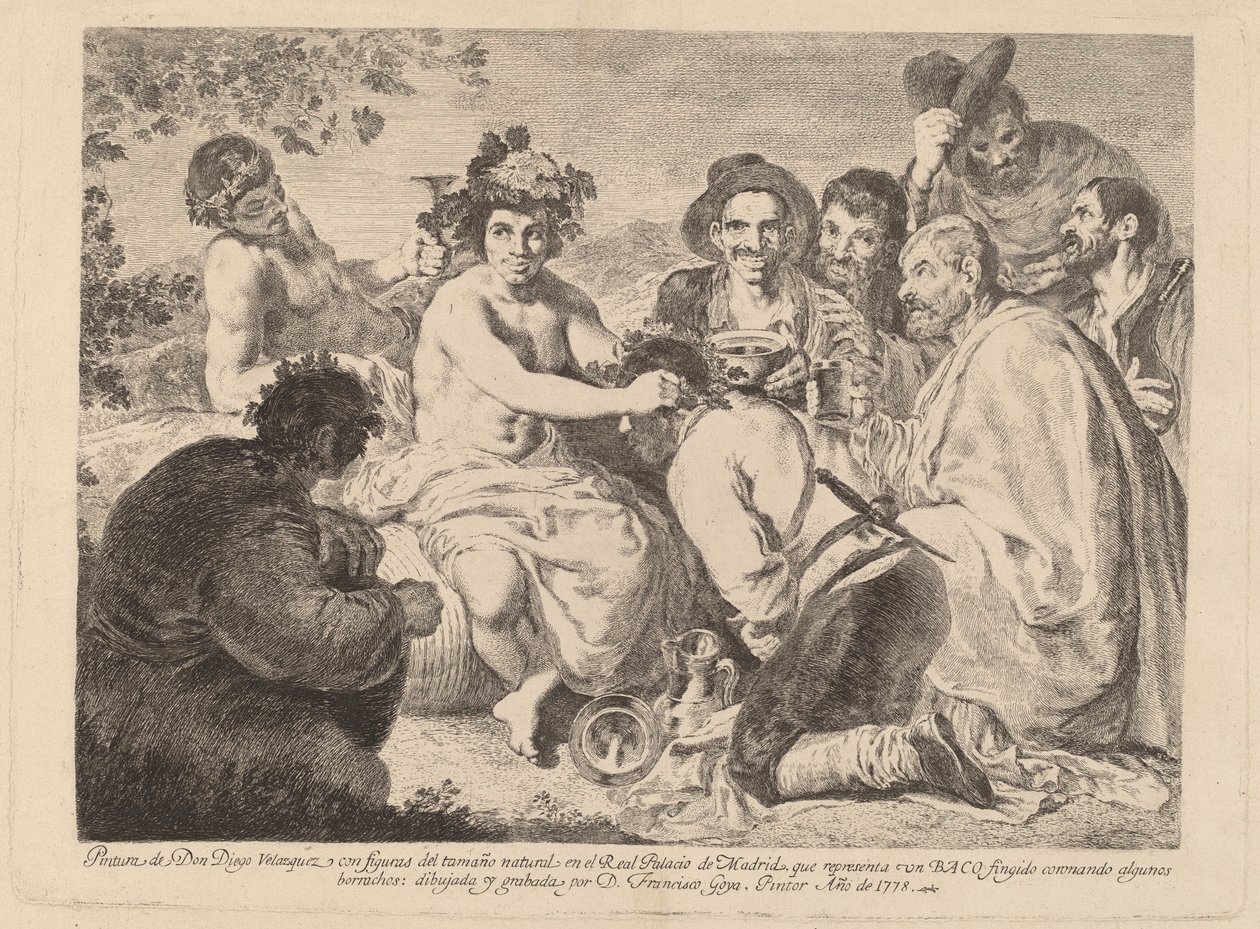 Baco (Bacchus) door Francisco de Goya after Diego Velázquez