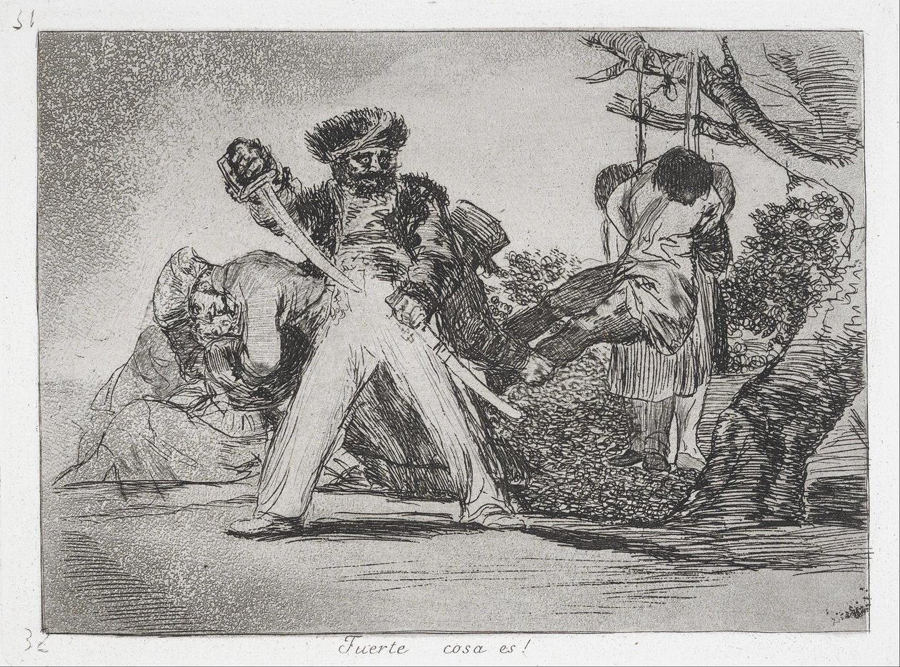 Dit is te Veel! (Fuerte cosa es!) uit de serie De Rampen van de Oorlog (Los Desastres de la Guerra) door Francisco de Goya