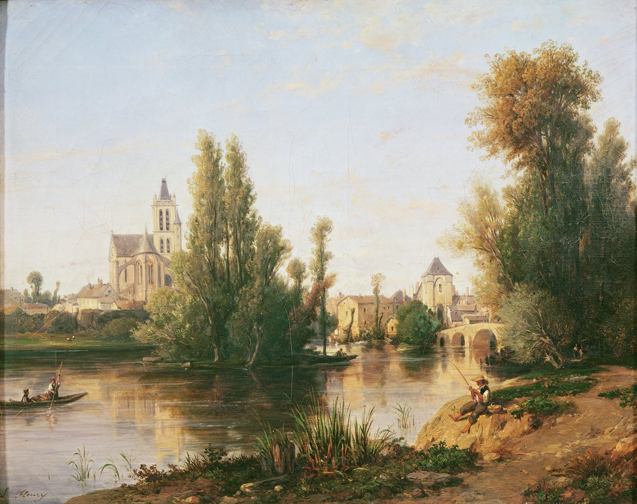 Moret-sur-Loing door Francois Antoine Leon Fleury