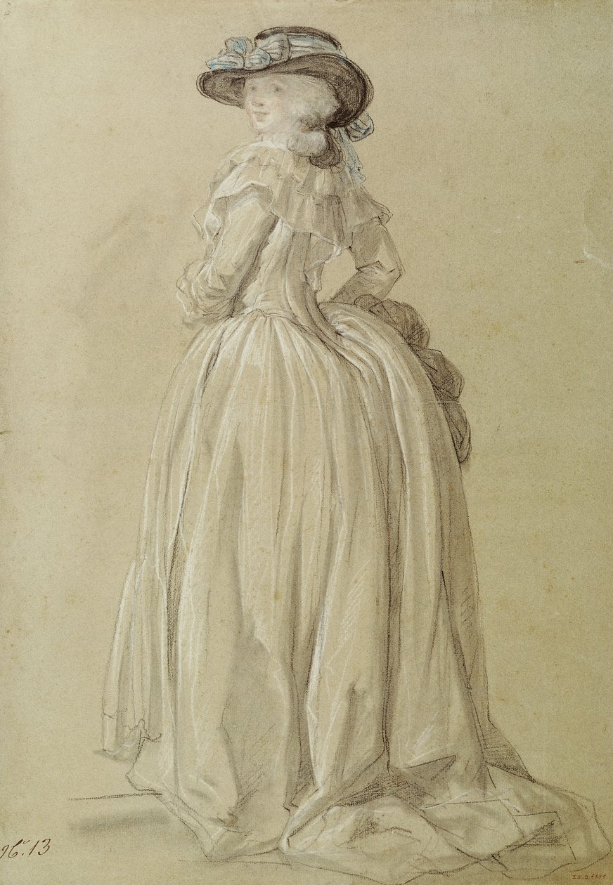 Staande jonge vrouw door Francois Louis Joseph Watteau
