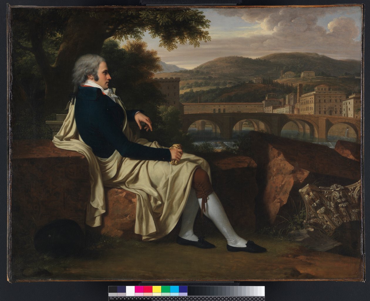 Allen Smith zittend boven de rivier de Arno, overpeinzend Florence, 1797 door Francois Xavier Fabre