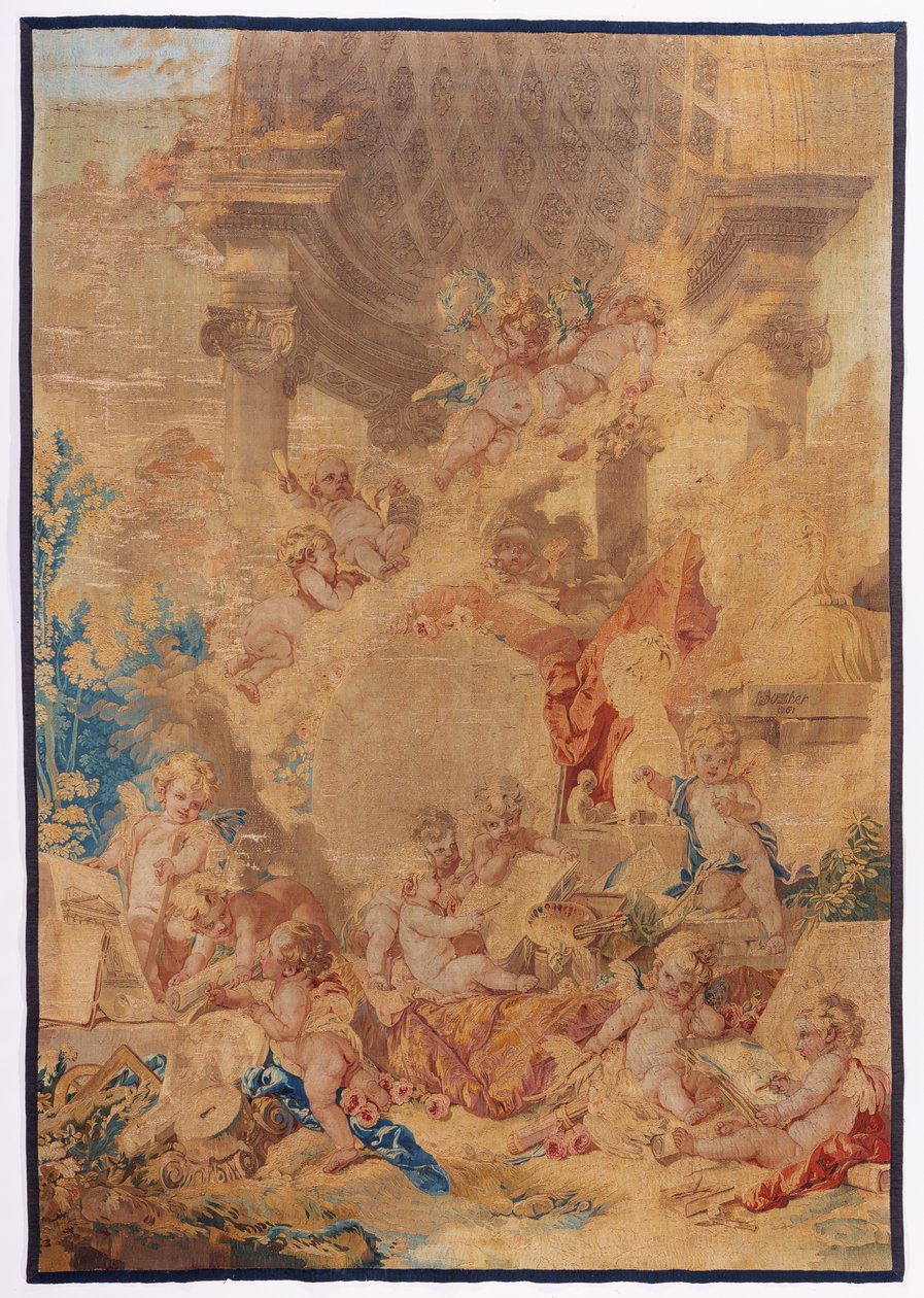 Les genies des Arts, 1761 door Francois after Boucher