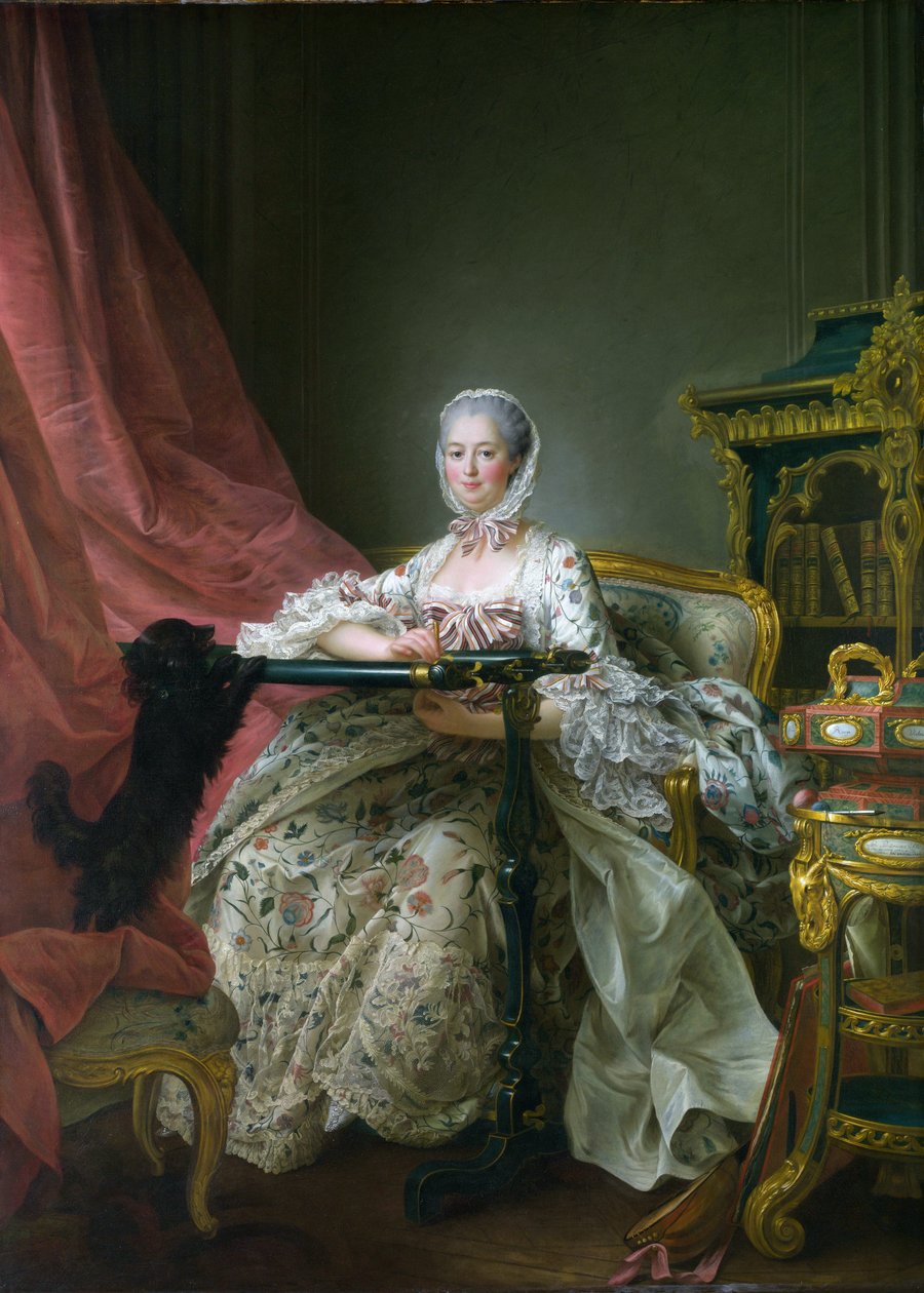 Madame de Pompadour aan haar borduurraam door Francois Hubert Drouais