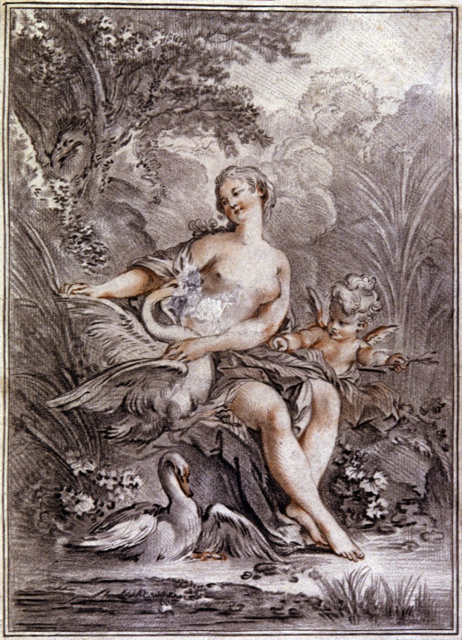 Leda en de zwaan door Francois (after) Boucher
