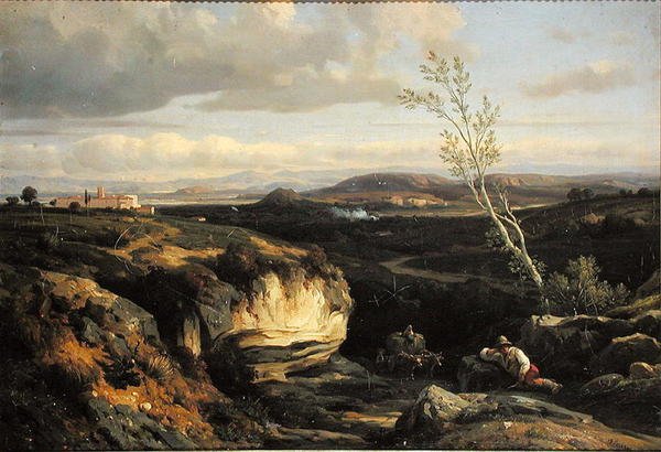 Italiaans Landschap door Francois Antoine Leon Fleury