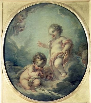 Christus en Johannes de Doper als kinderen door François Boucher