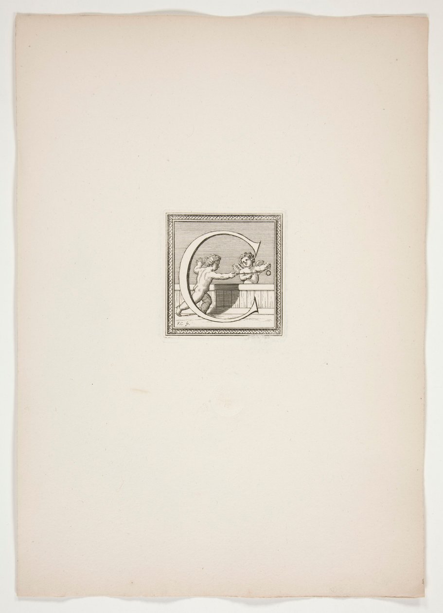 C Monogram met Putti door Francois Chauveau