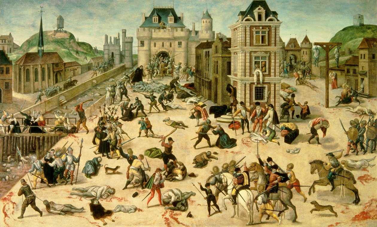 Bloedbad van Sint-Bartholomeüs op 24 augustus door Francois Dubois