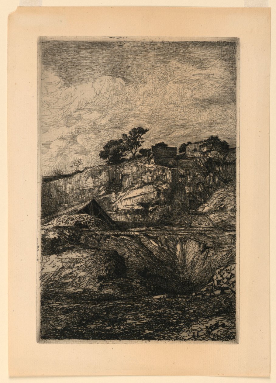 Een rotsachtig landschap door Francois Nicolas Chifflart