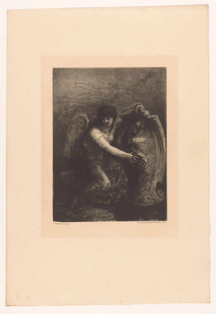 Engel met schild door Francois Nicolas Chifflart