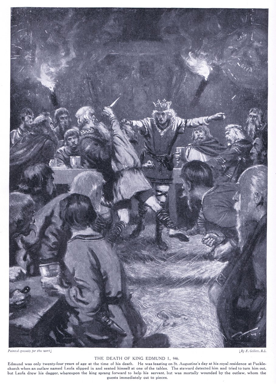 De dood van koning Edmund I AD946, 1920