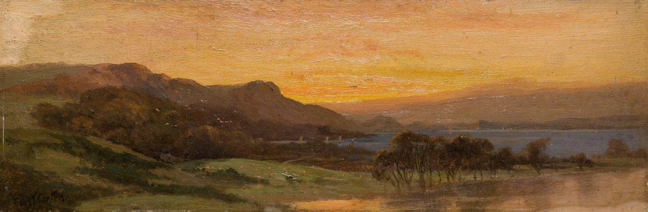 Zonsondergang, Meerlandschap door Frank Thomas Carter