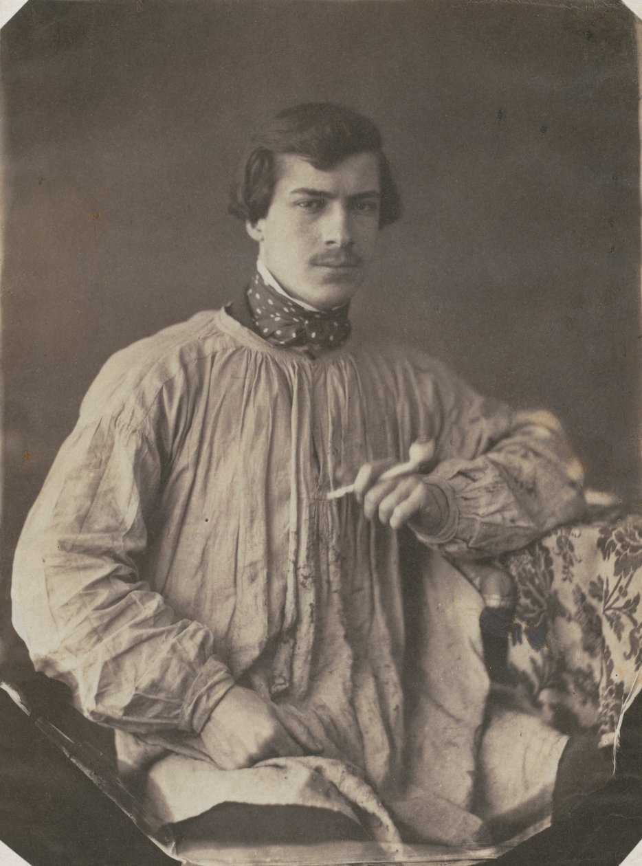 Kunstenaar of assistent met pijp, 1853-1857 door Frank Chauvassaignes