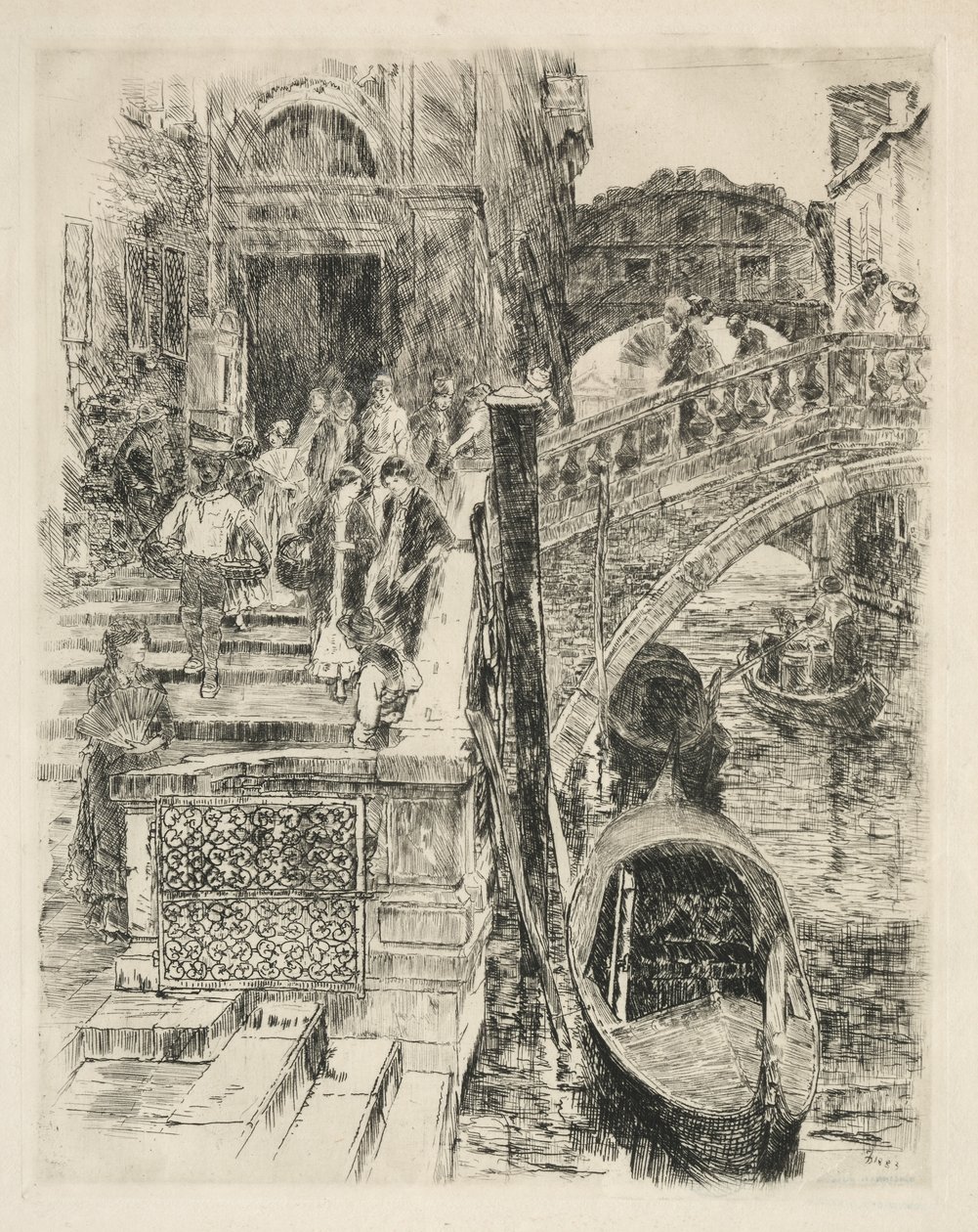 Brug der Zuchten, Venetië, 1883 door Frank Duveneck