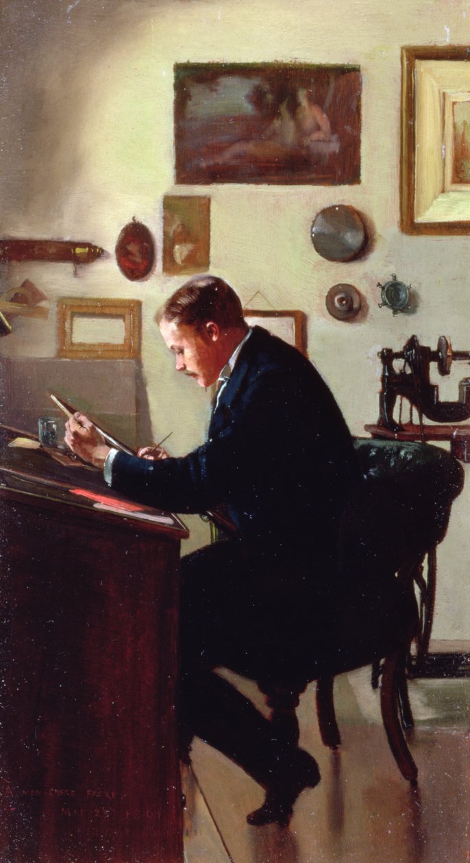 Zelfportret, 1891 door Frank Hobden