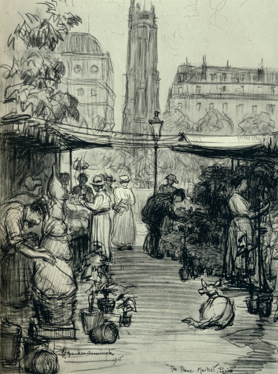 De bloemenmarkt, 1915 door Frank Milton Armington