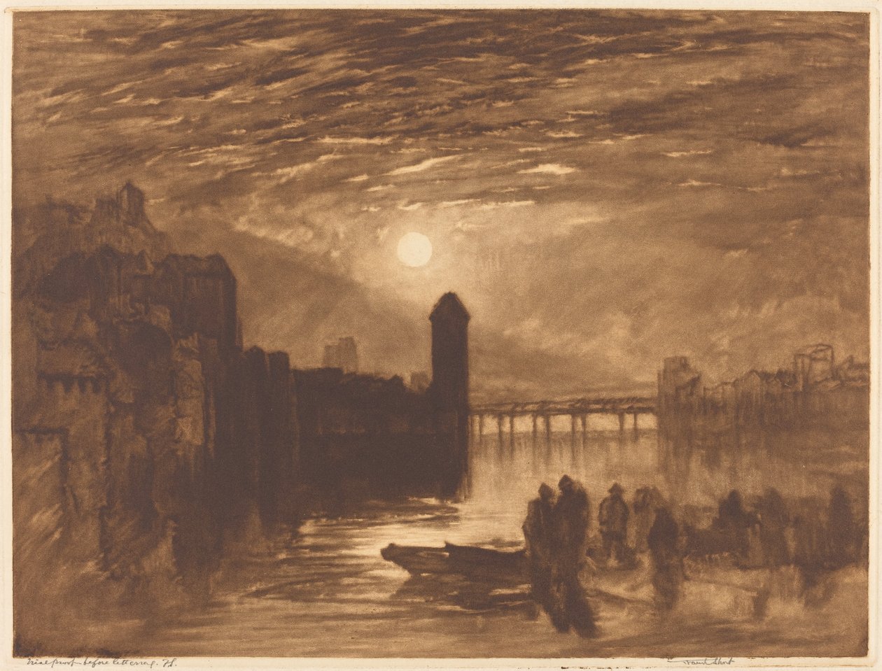 Maanlicht op een rivier, 1896 door Frank Short