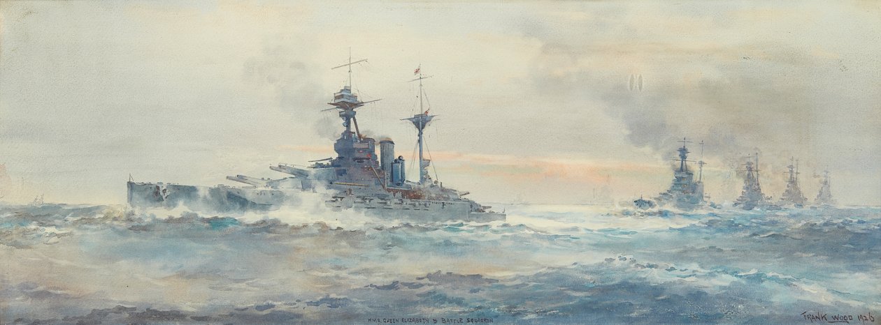 H.M.S. Queen Elizabeth Slagsquadron door Frank Watson Wood