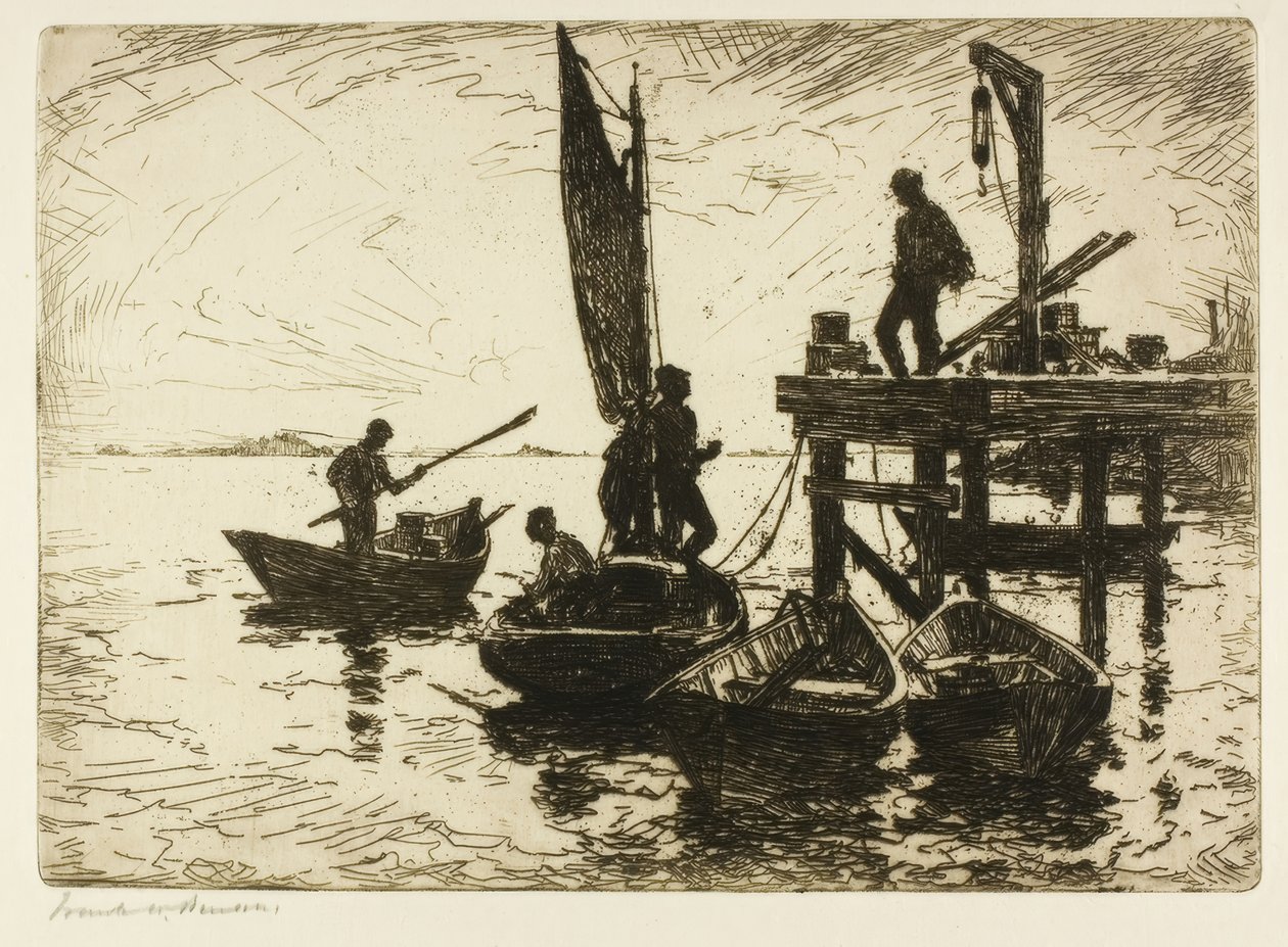 Boten in de ochtendschemering door Frank Weston Benson