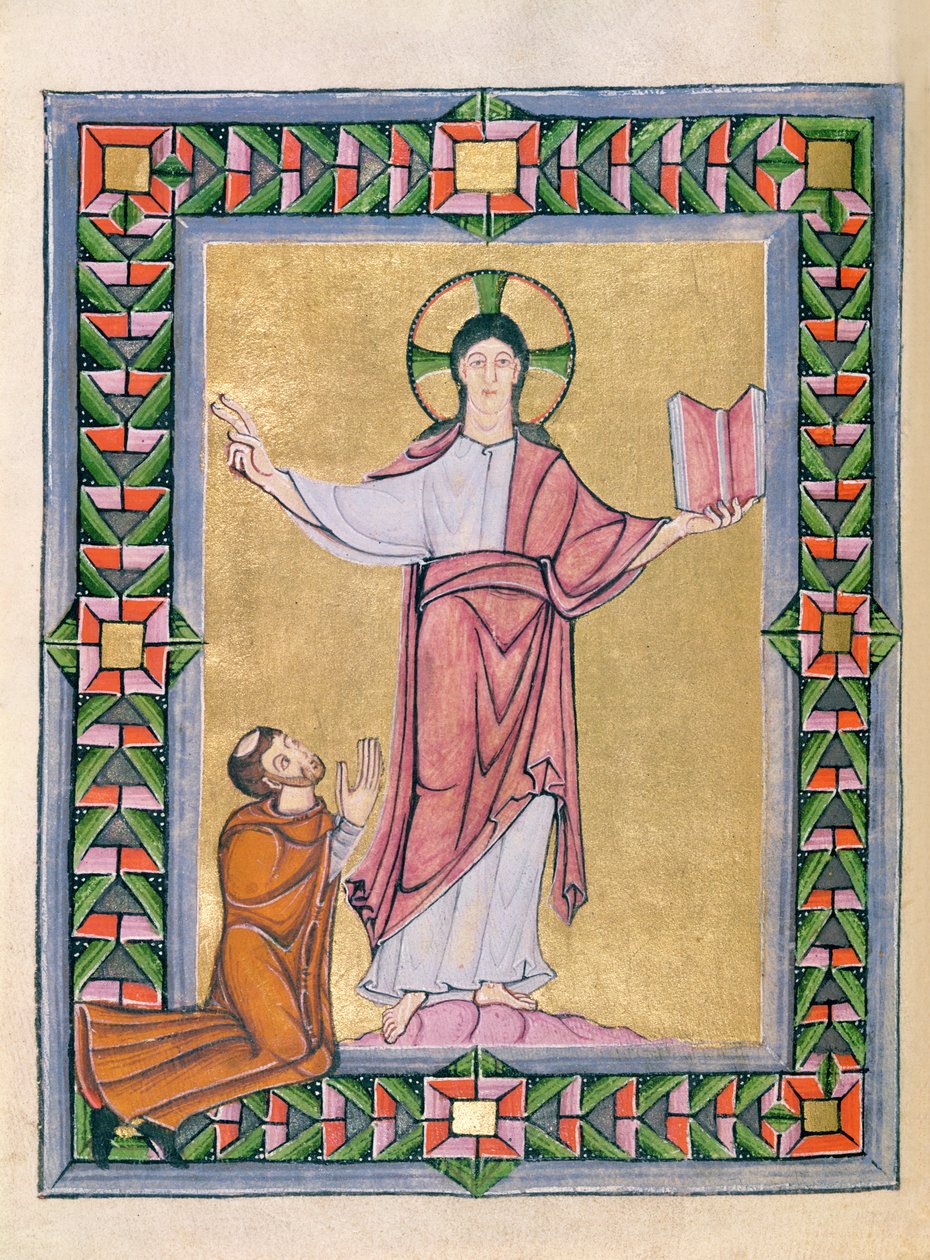 Toewijding aan Christus, uit het Echternach Sacramentarium, c.1030 door Frankish School
