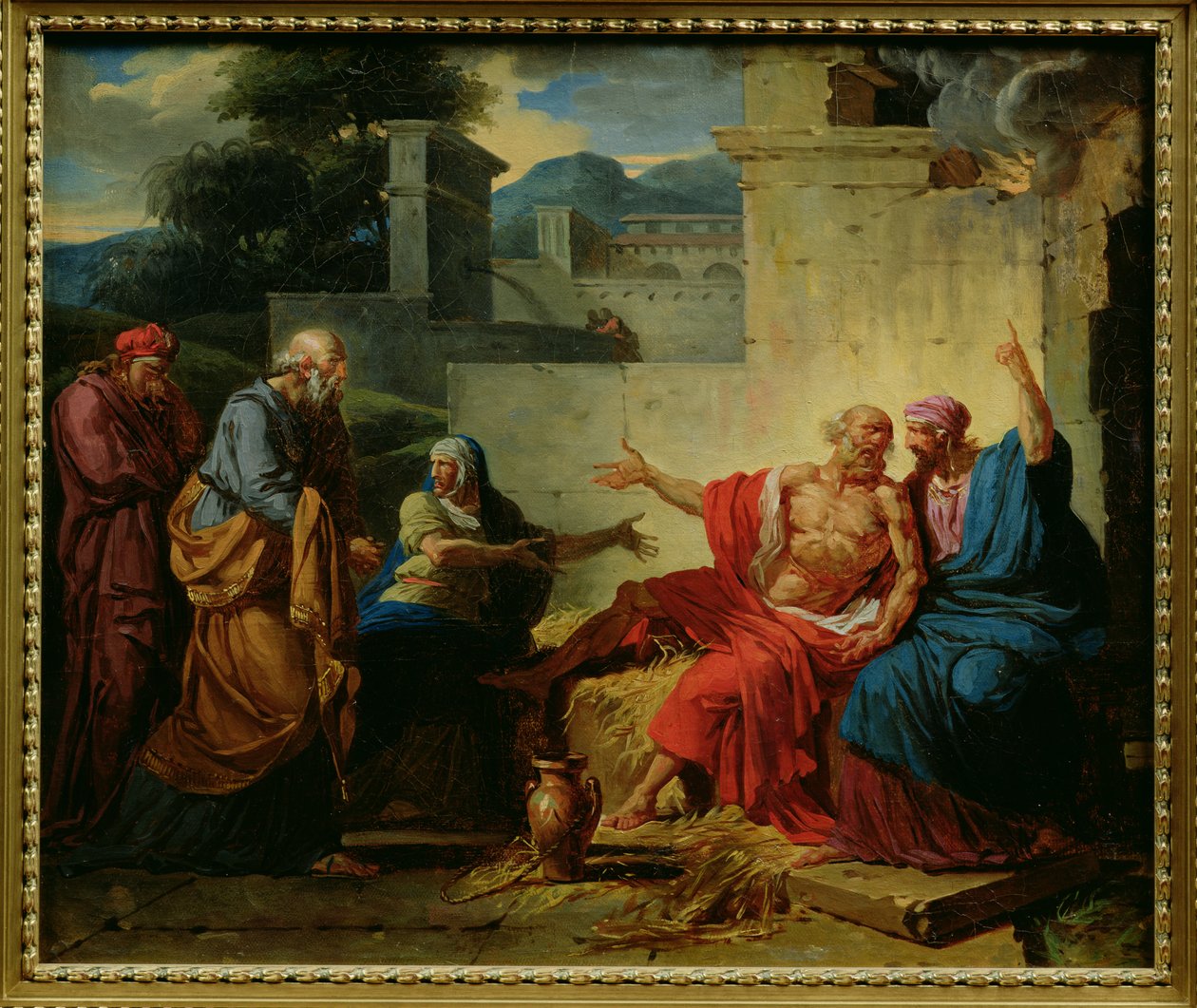 Job wordt uitgescholden door zijn vrouw, c.1790 door François André Vincent