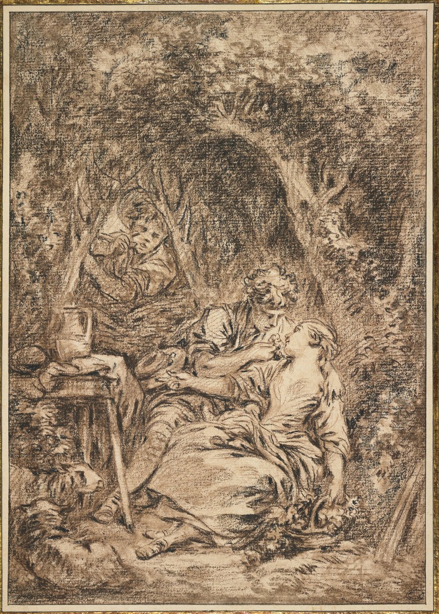 Verliefden Verrast (Annette en Lubin) door François Boucher