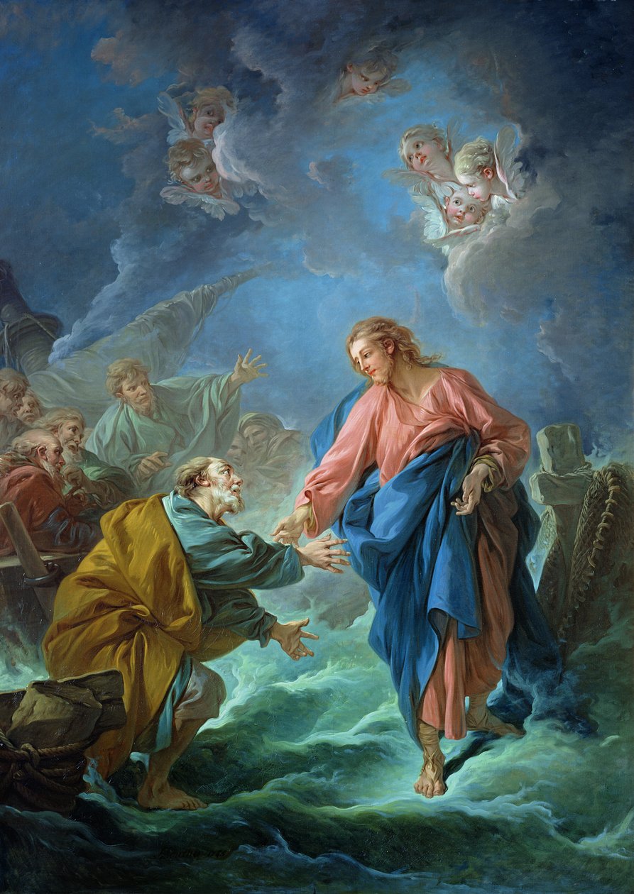 St. Petrus uitgenodigd om op het water te lopen, 1766 door François Boucher
