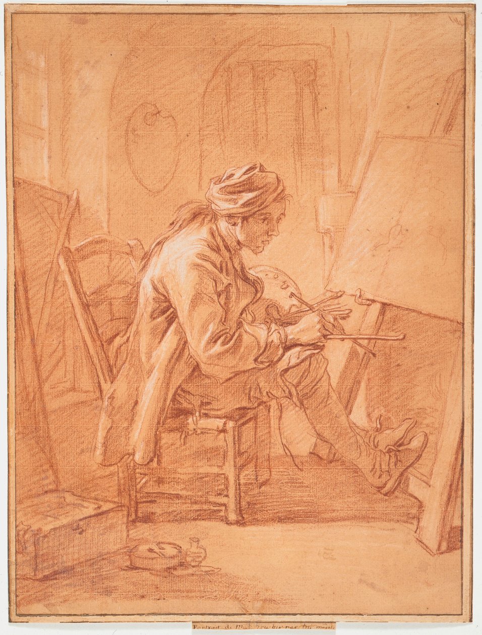 De kunstenaar in zijn atelier door François Boucher