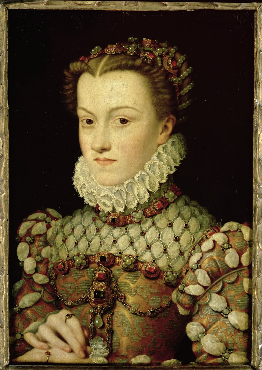 Portret van Elizabeth van Oostenrijk (1554-92) koningin van Frankrijk, c.1570 door François Clouet