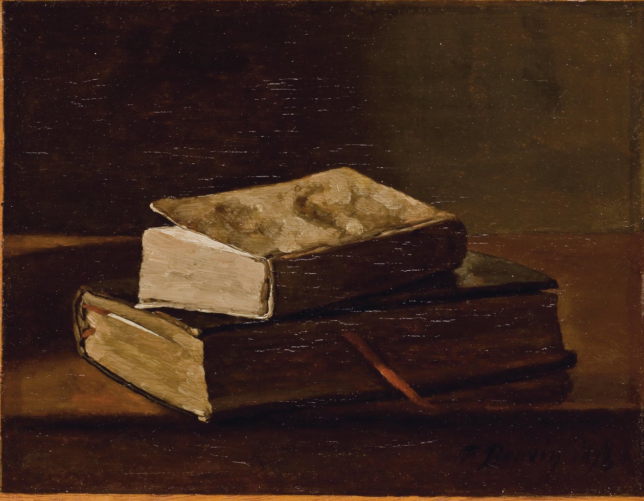 Stilleven met twee boeken, 1858 door François Bonvin