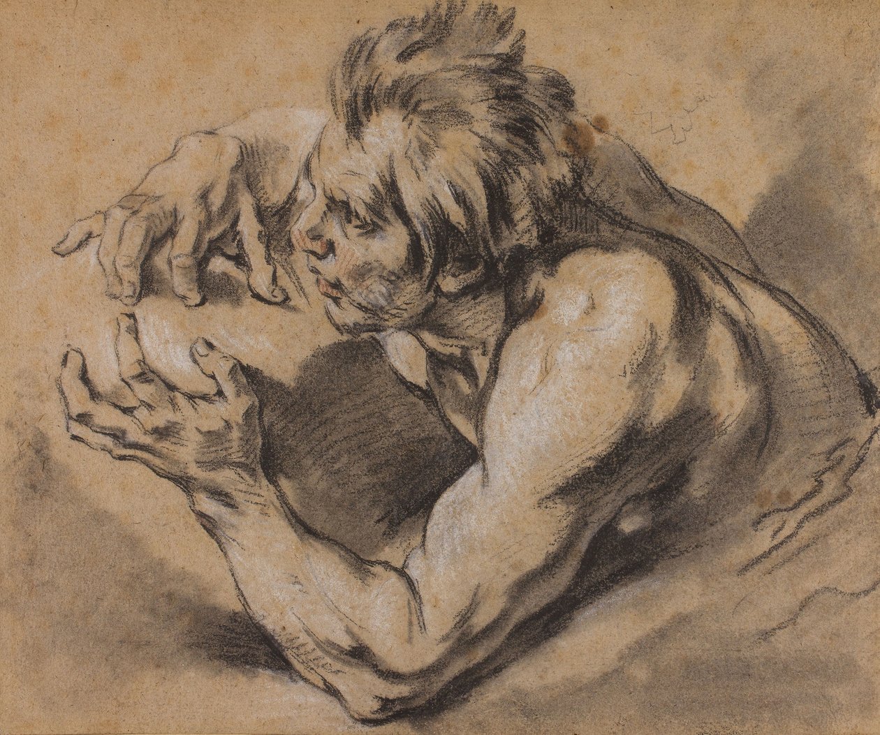 Boucher - Studie van een Triton, 1748-53 door François Boucher
