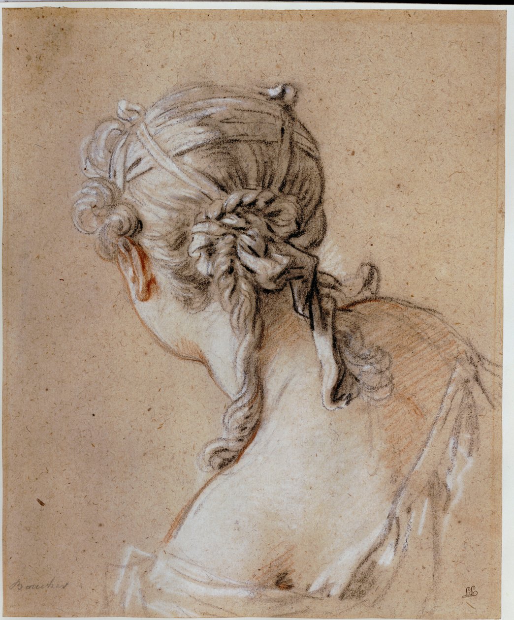 Hoofd van een Vrouw van Achteren, ca. 1740 door François Boucher