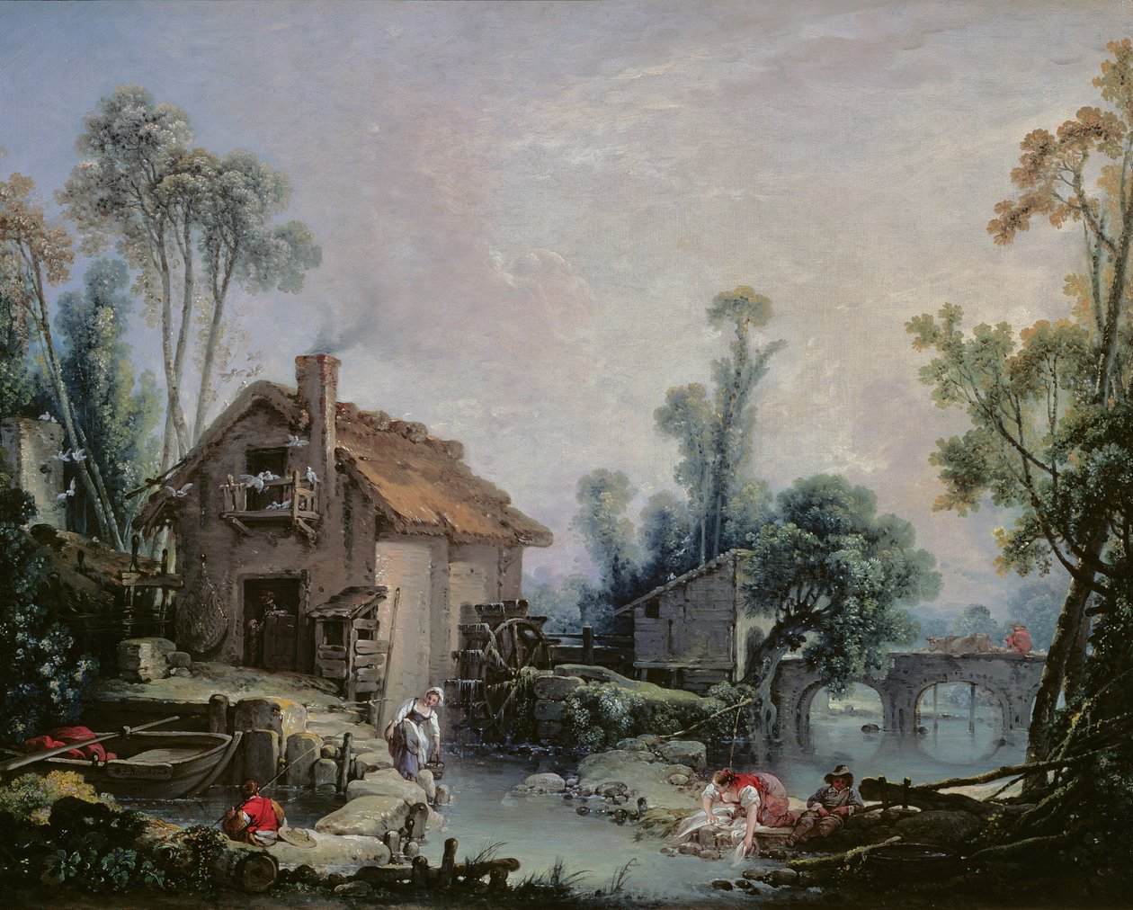 Landschap met een Watermolen, 1755 door François Boucher